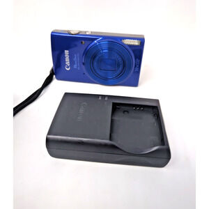 VERY CLEAN CANON BLUE POWERSHOT ELF 190 IS W/ battery charger fast shipping